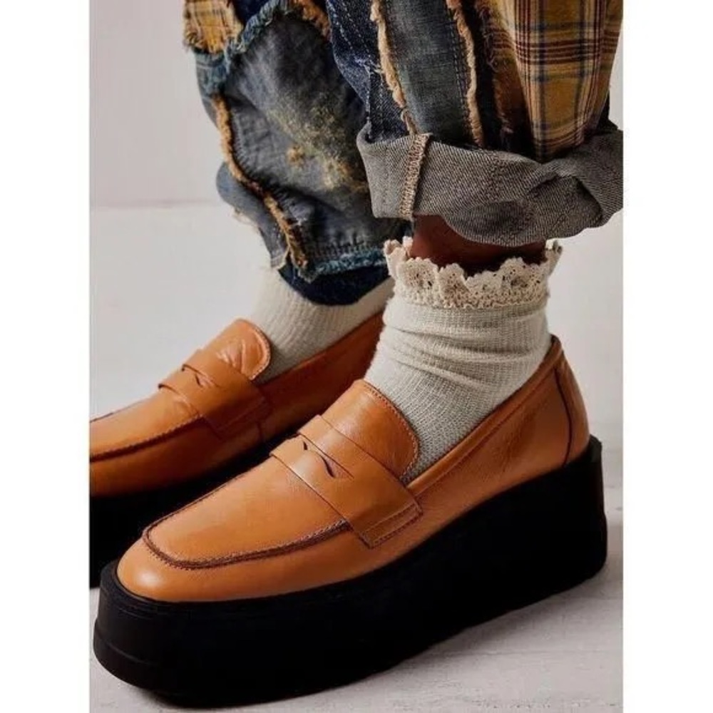 Free People Brown Platform Loafers